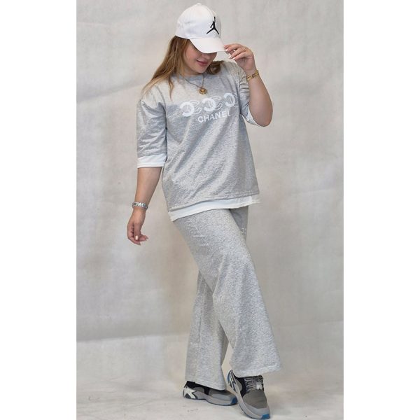 ست تیشرت شلوار ملانژ چنل