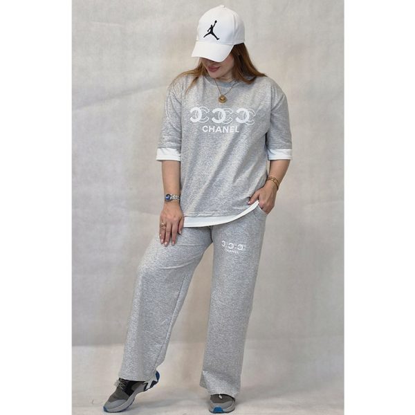 ست تیشرت شلوار ملانژ چنل