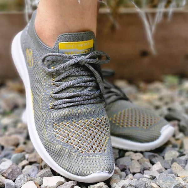 کتونی اسکیچرز طوسی زرد