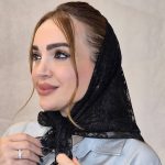 مینی اسکارف توری گلدار مشکی - مانتو پاتریس رشت