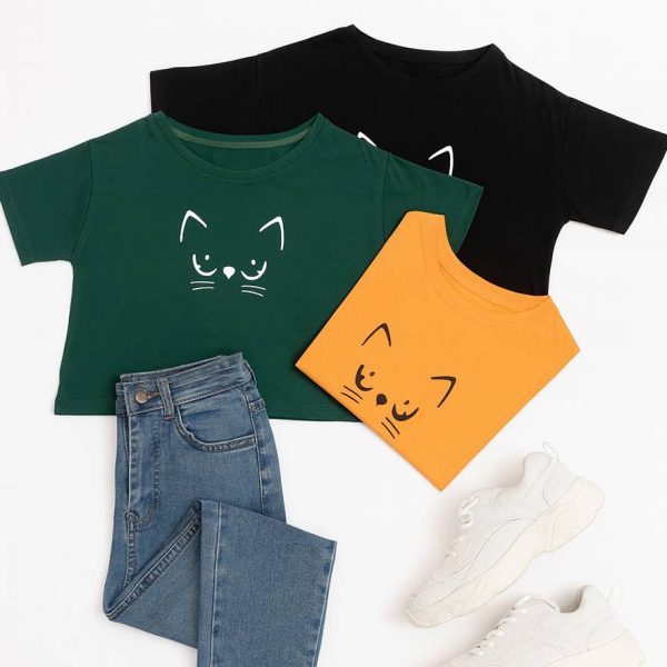 تیشرت کراپ گربه