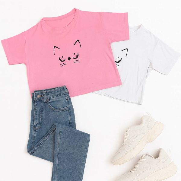 تیشرت کراپ گربه - مانتو پاتریس رشت