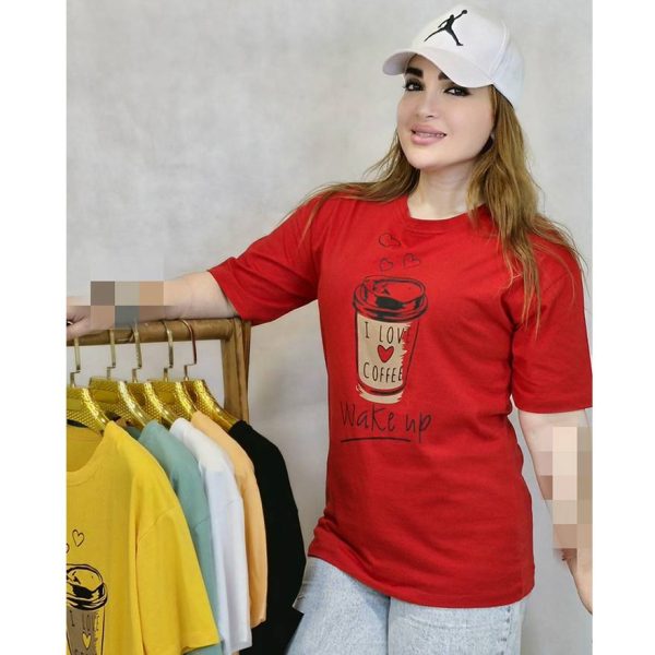 تیشرت نخ پنبه چاپ قهوه - مانتو پاتریس رشت