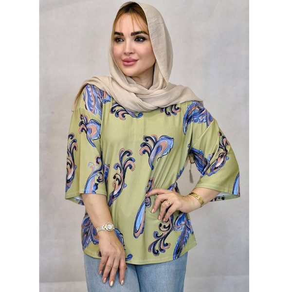35100233-1 بلوز بیسکوییتی طرحدار - مانتو پاتریس رشت