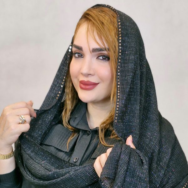 شال مشکی لبه پولکی - مانتو پاتریس رشت