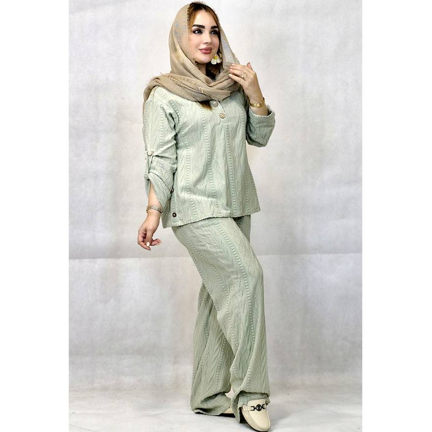 ست مراکشی دکمه چوبی - مانتو پاتریس رشت