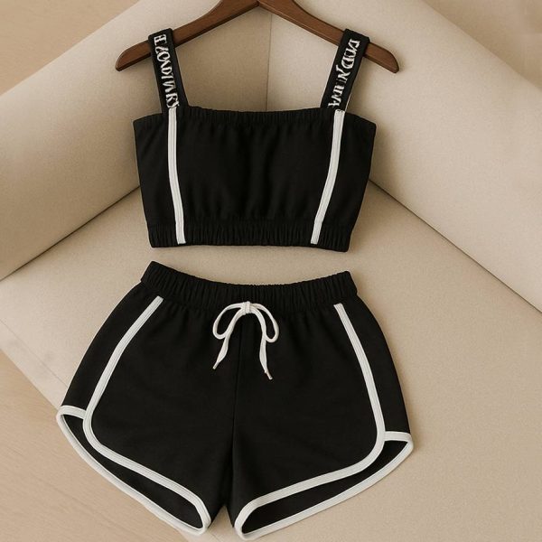 3740095-1 (1) ست کراپ شورتک ورزشی مشکی