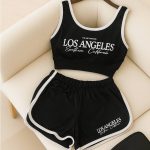 ست کراپ شورتک ورزشی مشکی - مانتو پاتریس رشت