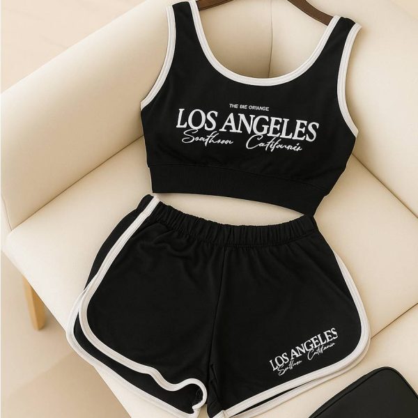 ست کراپ شورتک ورزشی مشکی - مانتو پاتریس رشت