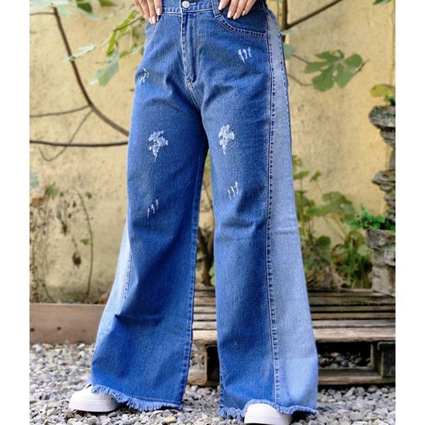 شلوار شافل جین آبی - مانتو پاتریس رشت