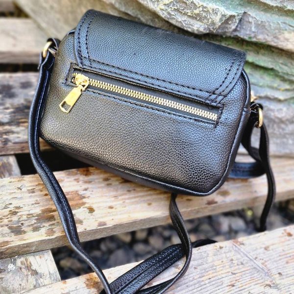 کیف دوشی مشکی قفل طلایی