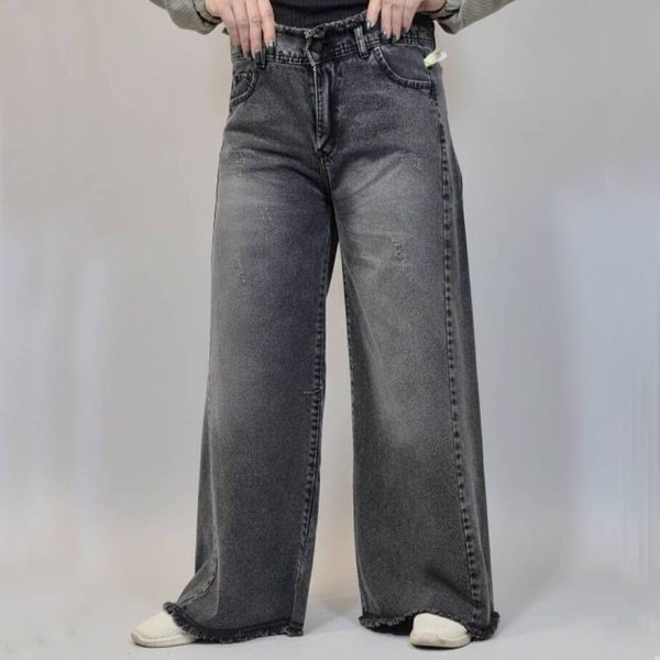 20900913-1 شلوار شافل دمپا ریش ذغالی جین - مانتو پاتریس رشت