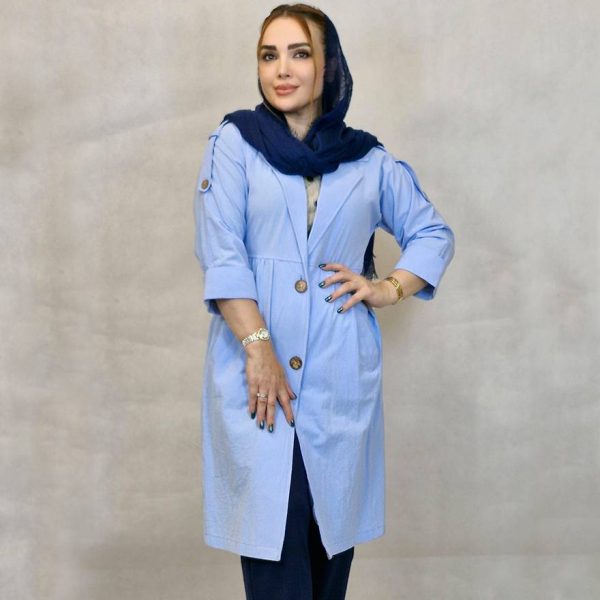 21000525-7 مانتو لینن کمر چین بلند - مانتو پاتریس رشت