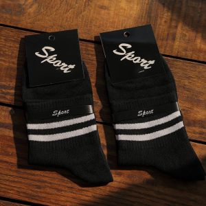 جوراب نیم ساق مشکی دو خط