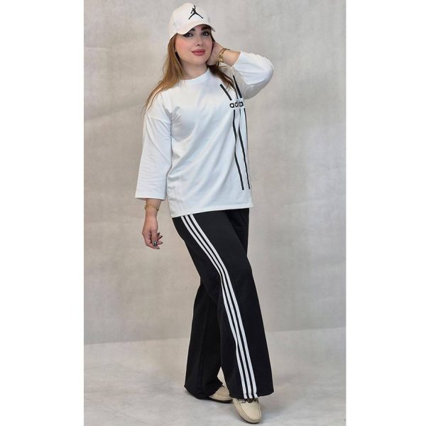 ست بلوز شلوار آدیداس سفید مشکی