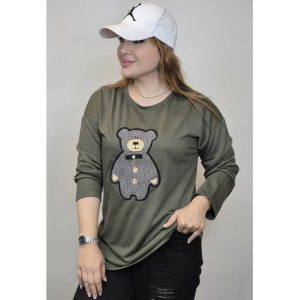 بلوز آستین بلند نخ پنبه طرح میکس