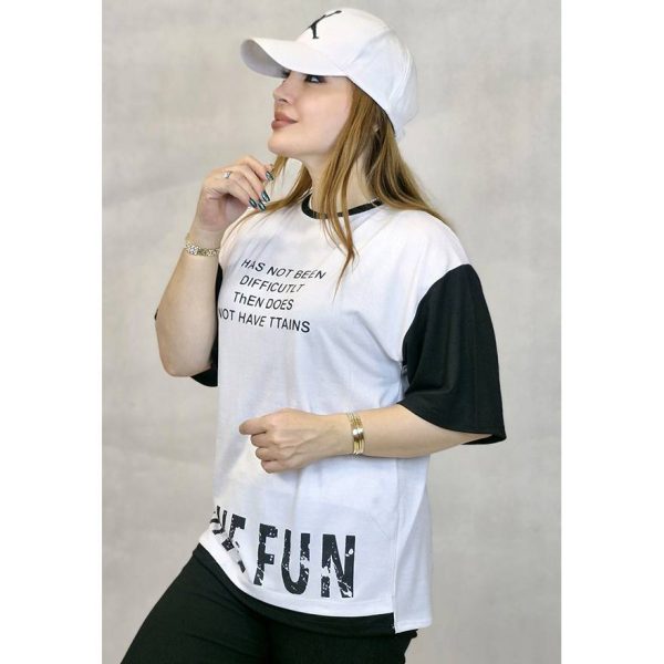 تیشرت باکسی سفید مشکی فان