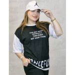 تیشرت باکسی سفید مشکی فان