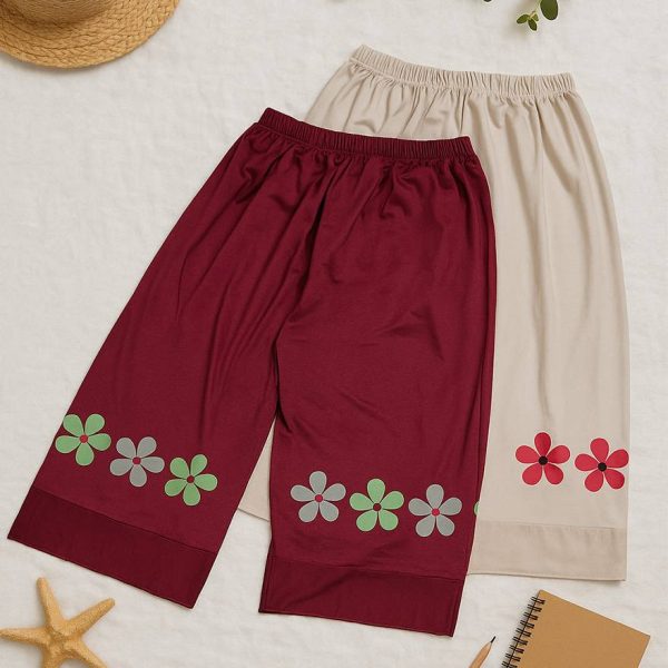 شلوارک چاپ گل ویسکوز - مانتو پاتریس رشت