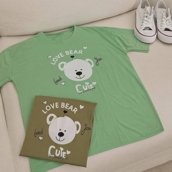 تیشرت نخ پنبه چاپ خرس - مانتو پاتریس رشت