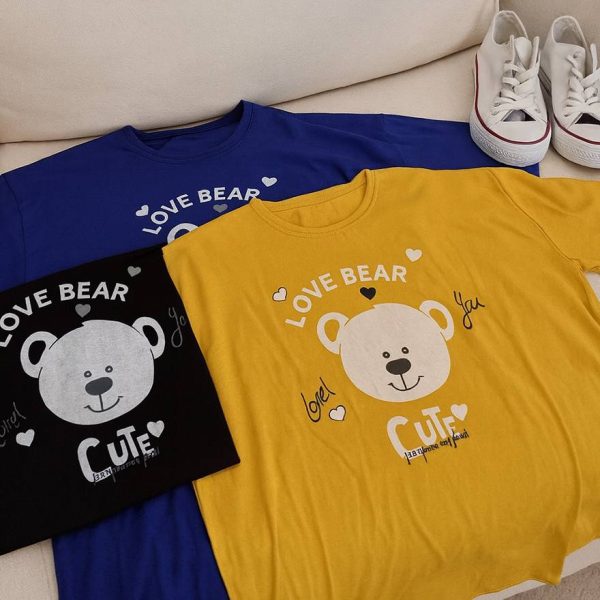 تیشرت نخ پنبه چاپ خرس - مانتو پاتریس رشت