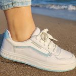 کتونی سفید آبی چرم- مانتو پاتریس رشت