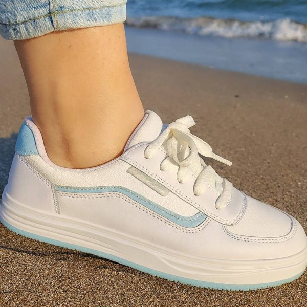 کتونی سفید آبی چرم- مانتو پاتریس رشت