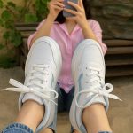 کتونی سفید آبی چرم- مانتو پاتریس رشت