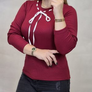 بلوز آستین بلند فانریپ یقه بخیه