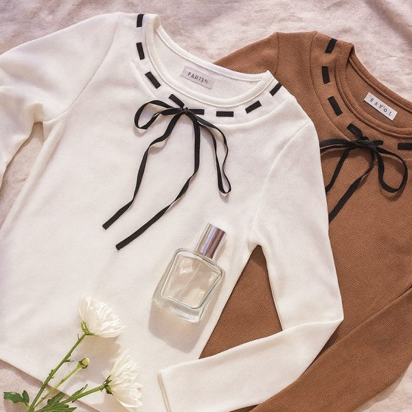 بلوز آستین بلند فانریپ یقه بخیه