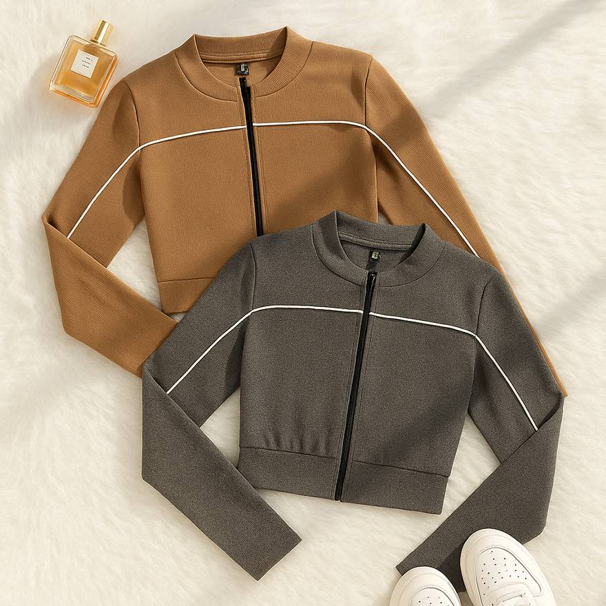 بلوز کراپ تمام زیپ نواری - مانتو پاتریس رشت