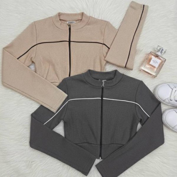 بلوز کراپ تمام زیپ نواری - مانتو پاتریس رشت