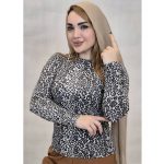 بلوز آستین بلند فانریپ یقه گرد پلنگی