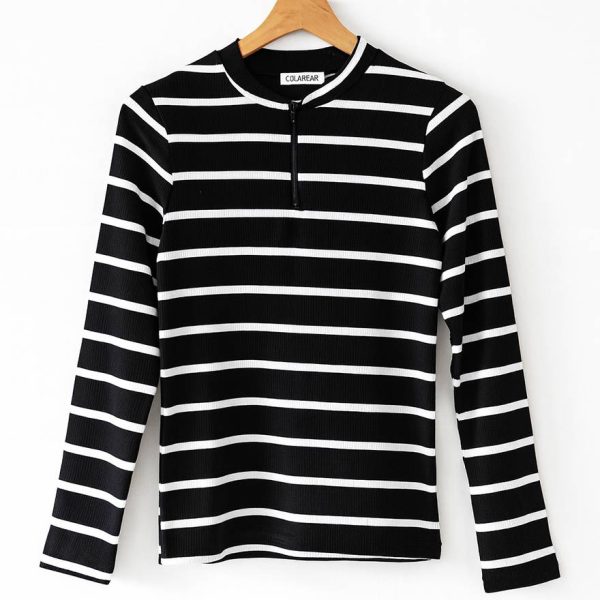 بلوز نیم زیپ راه راه - مانتو پاتریس رشت