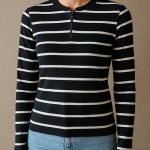 بلوز نیم زیپ راه راه - مانتو پاتریس رشت