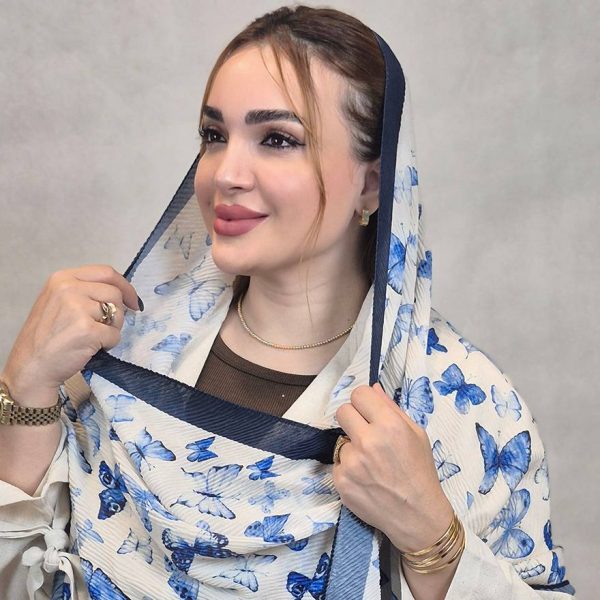 شال پلیسه سرمه ای طرحدار - مانتو پاتریس رشت