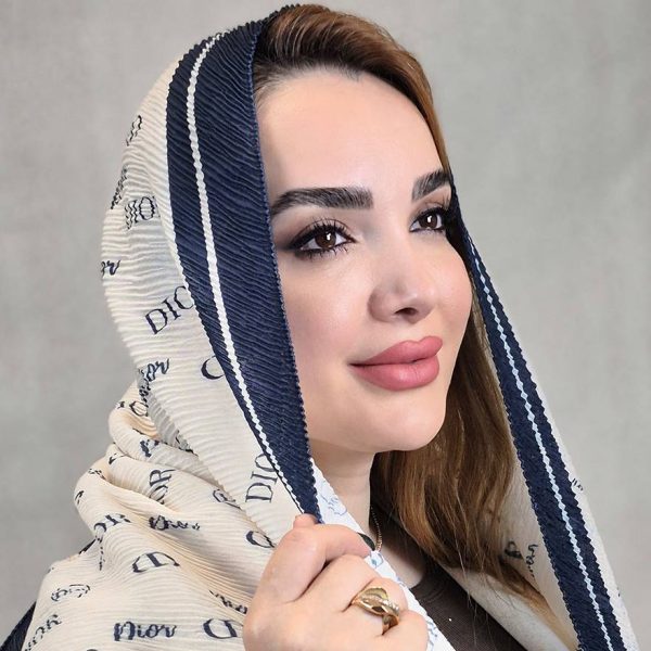 شال پلیسه سرمه ای طرحدار