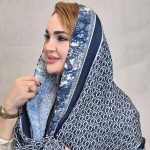 شال پلیسه سرمه ای طرحدار