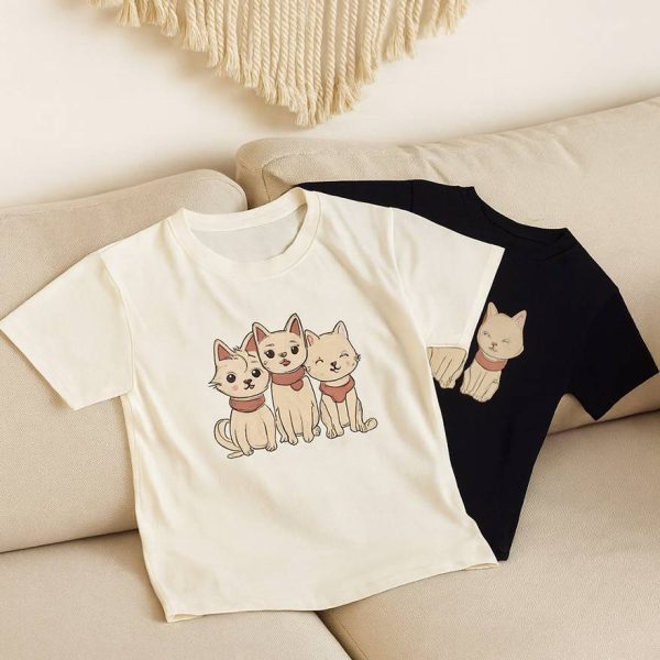 تیشرت چاپ 3 گربه- مانتو پاتریس رشت
