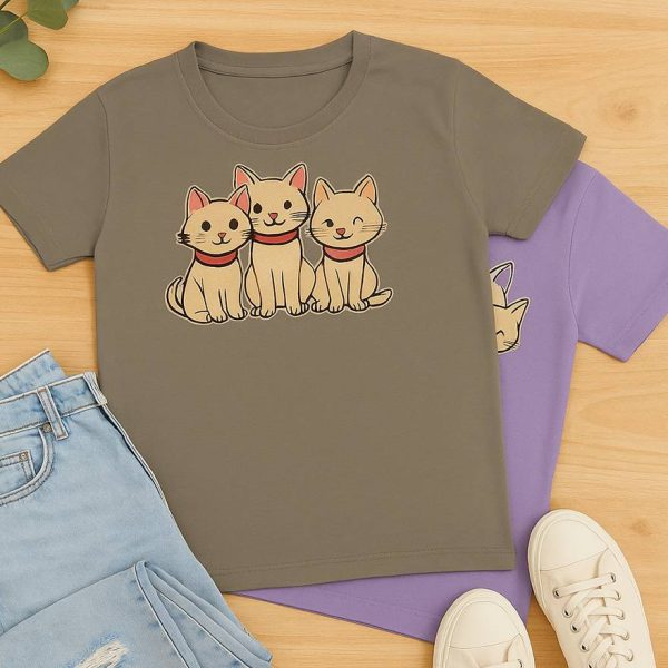 تیشرت چاپ 3 گربه- مانتو پاتریس رشت