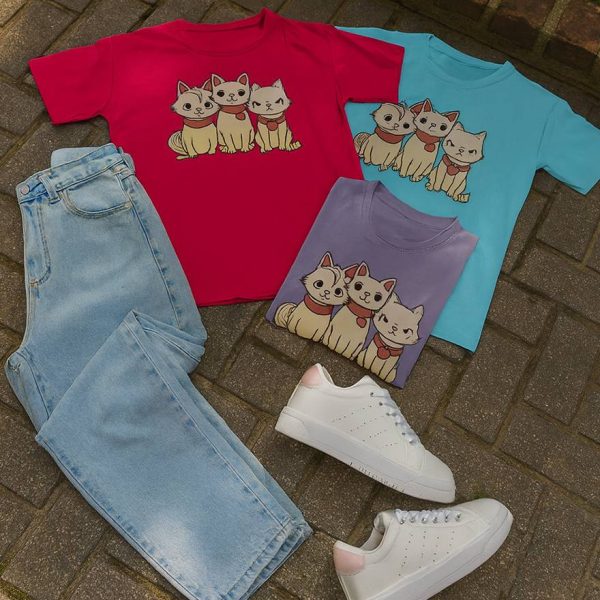 تیشرت چاپ 3 گربه- مانتو پاتریس رشت