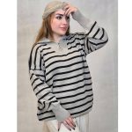 بلوز نیم زیپ راه راه بافت