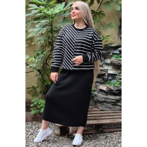 ست بلوز دامن بافت راه راه - مانتو پاتریس رشت