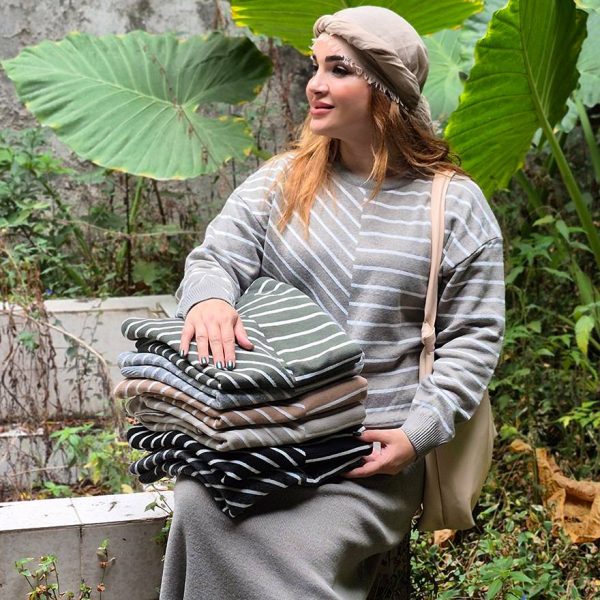 ست بلوز دامن بافت راه راه - مانتو پاتریس رشت