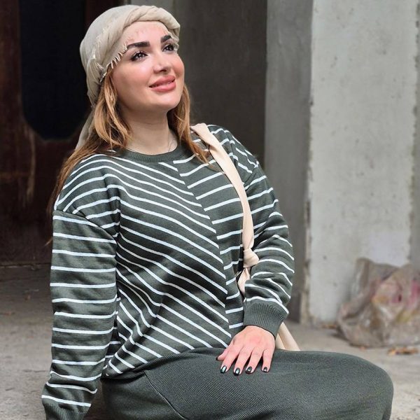 ست بلوز دامن بافت راه راه - مانتو پاتریس رشت