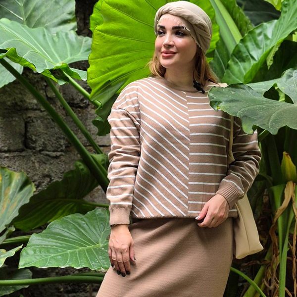 ست بلوز دامن بافت راه راه - مانتو پاتریس رشت