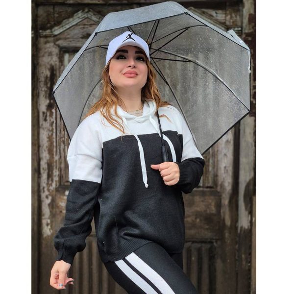 ست هودی شلوار دو خط بافت