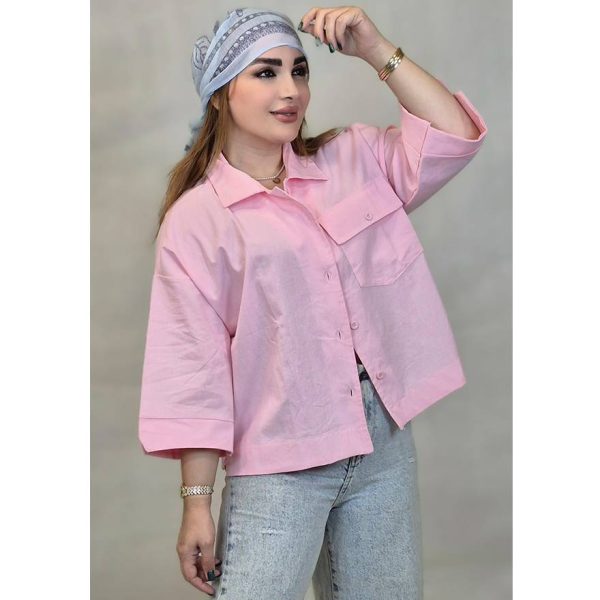 شومیز لینن جیب بزرگ