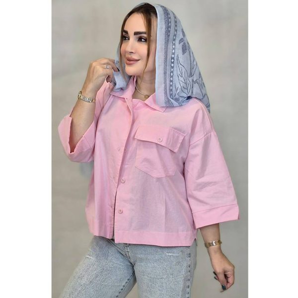 شومیز لینن جیب بزرگ