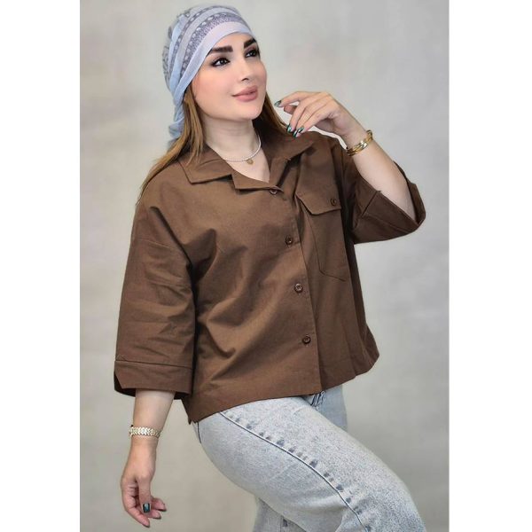 شومیز لینن جیب بزرگ